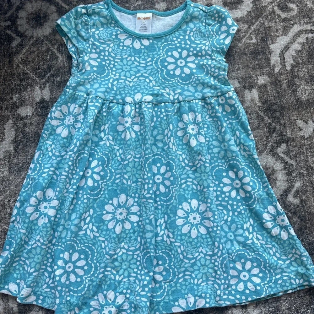 Toddler Girl Gymboree Teal Knit Flower Dress Size 2T
